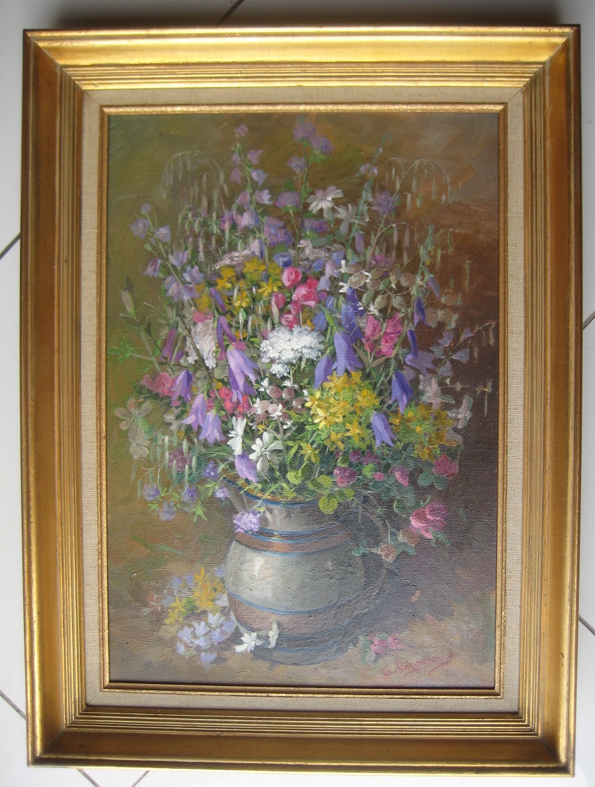 33 x 55 cm Martin-Breton huile sur toile - Paysage campagnard XIX 